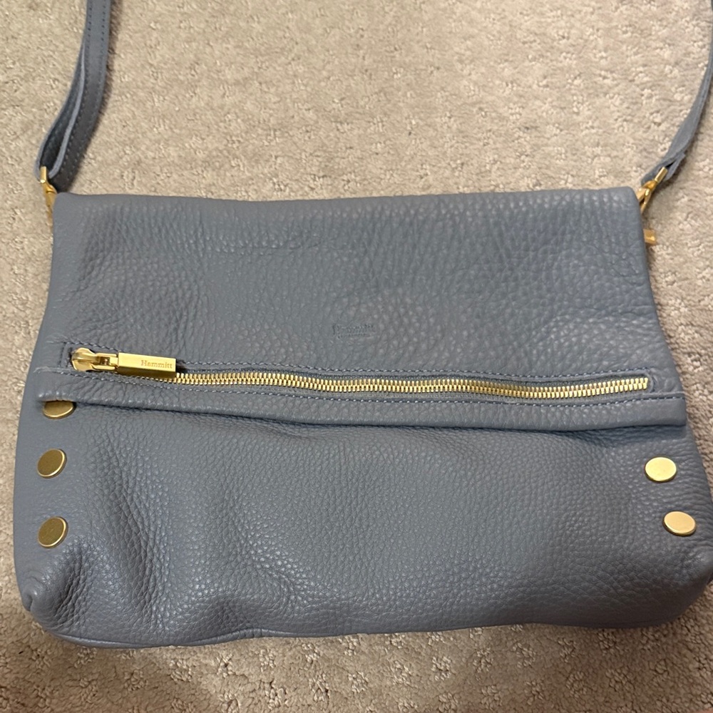 Hammitt Gray Crossbody Bag with Gold Accents